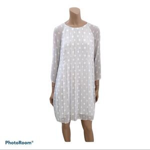 Tabasa Light Grey Pleated Polka Dot Mini Dress S